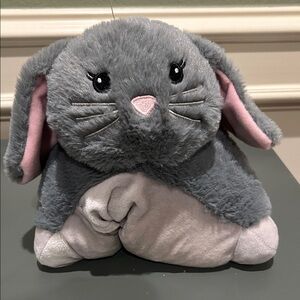 Gray and Pink Plush Bunny Warming Pillow